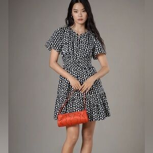 Anthropologie Geometric Flutter Sleeve Dress (Med)